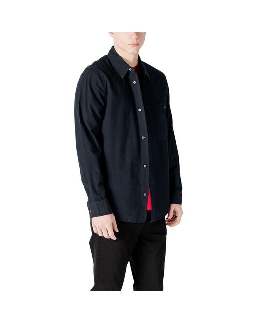 Calvin Klein Blue Black Cotton Shirt for men