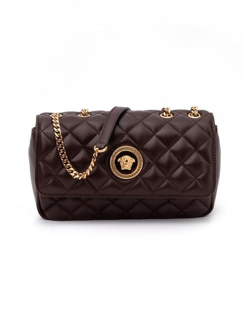 Versace Brown Quilted Leather Shoulder Strap Bag