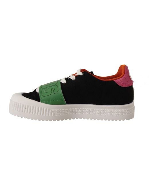 Gcds Green Stylish Low Top Lace-Up Sneakers