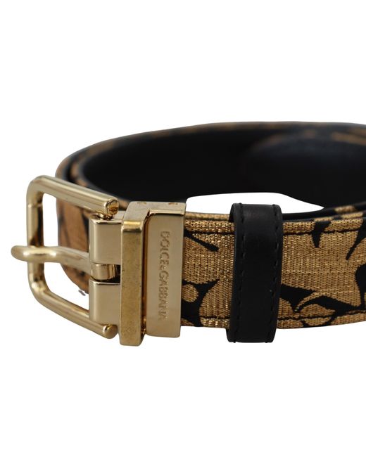 Dolce & Gabbana Black Jacquard Leather Logo Buckle Belt