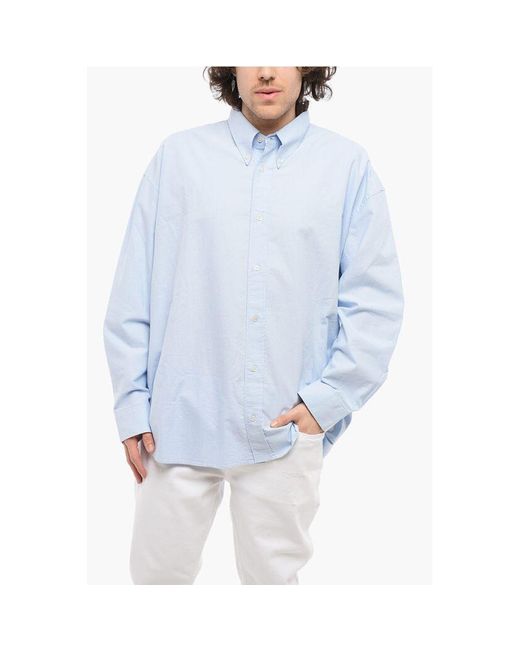 Studio Nicholson Blue Solid Color Ruskin Shirt With Button for men