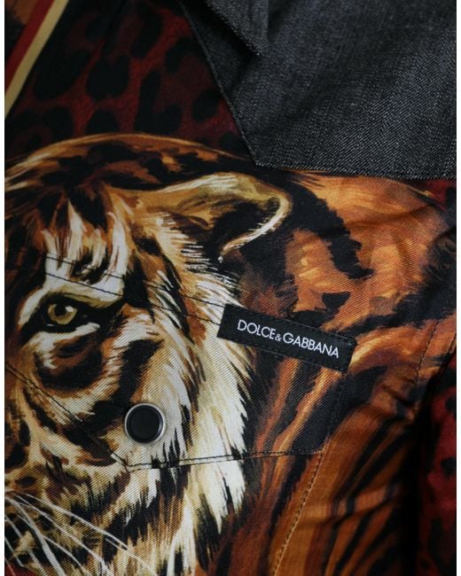 Dolce & Gabbana Red Tiger Button Down Casual Shirt for men