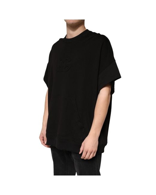 Dolce & Gabbana Black Cotton Crewneck Short Sleeve T-Shirt for men