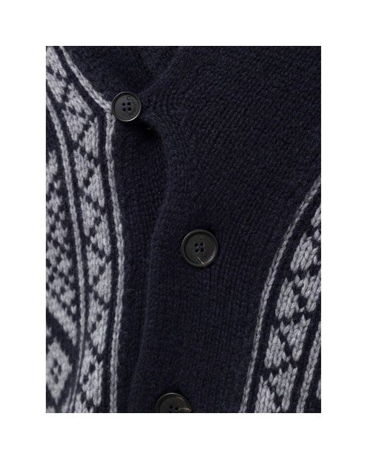 Cruciani Blue Bicolor Cashmere Cardigan for men