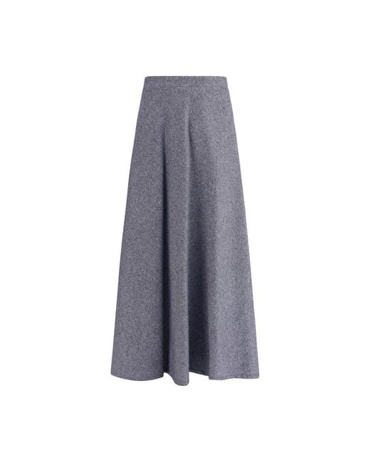 Sara Roka Gray Blue Cotton Midi Skirt