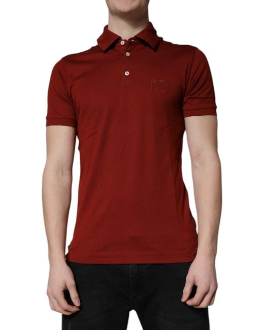 Dolce & Gabbana Red Cotton Dg Logo Collared Men Polo T for men