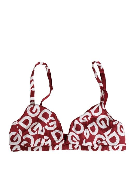 Dolce & Gabbana Red Logo Monogram Cotton Soft Cup Bra Underwear And Clothing