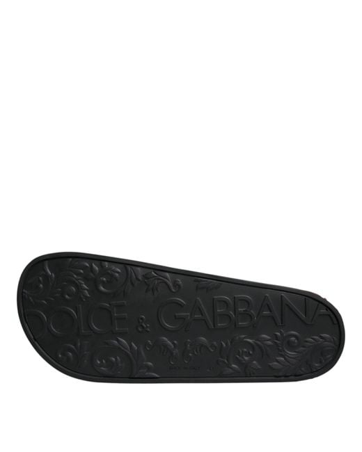 Dolce & Gabbana Black Pool Slides Cartoon Print Style for men