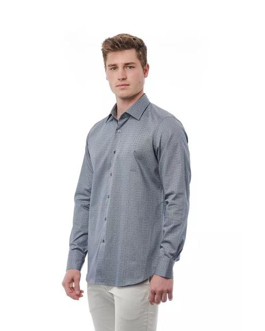 Bagutta Blue Sleek Italian Collar Cotton Shirt for men