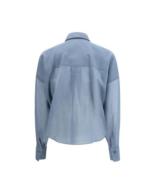 Brunello Cucinelli Blue Cotton Pattern Shirt