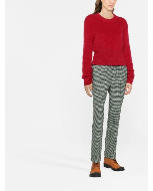 P.A.R.O.S.H. Gray Fine-Check Tapered Cropped Trousers