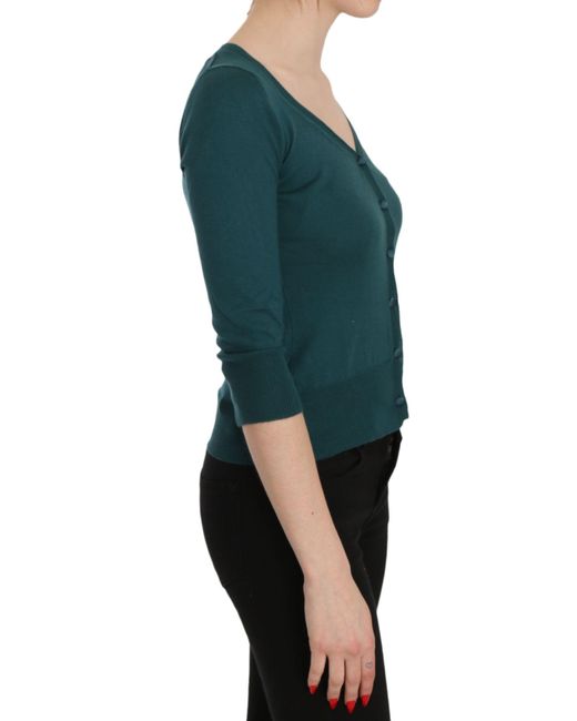 Pink Memories Blue Green Cotton 3/4 Sleeve Cardigan Top Blouse