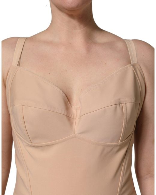 Dolce & Gabbana Natural Nude Nylon Full Body Shaper Bodysuit Top