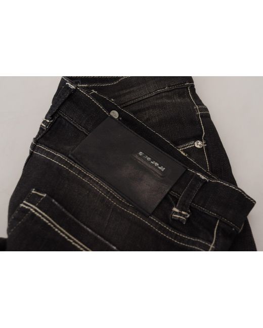 Acht Black Elegant Tapered Mid Waist Jeans