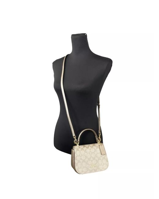 COACH Metallic Lysa Top Handle Bag Crossbody Champagne Gold