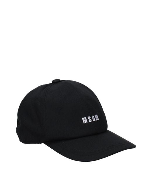 MSGM Black Cotton Cap (baseball Hat) for men