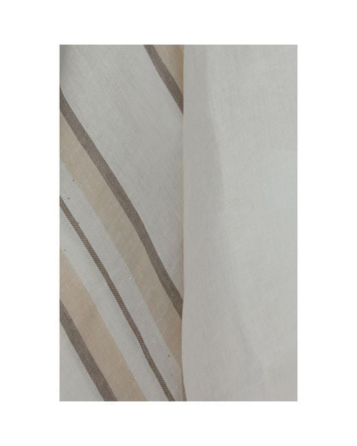 Brunello Cucinelli Gray Beige Linen Poncho