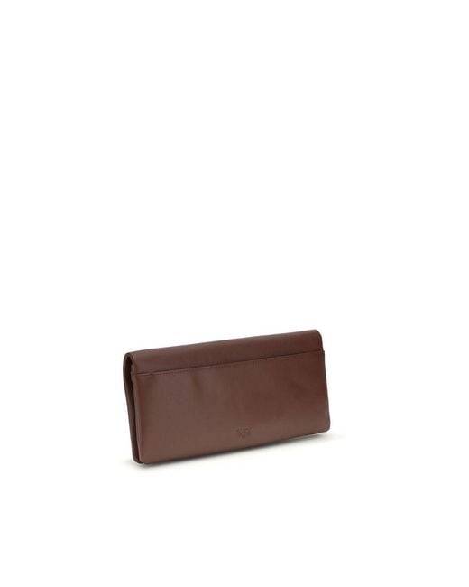 Pinko Brown Bordeaux Calf Leather Bos Taurus Clutch Bag