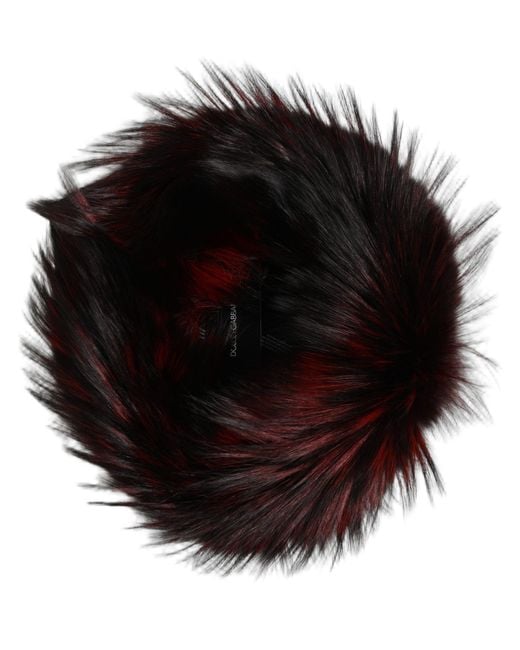 Dolce & Gabbana Black Red Fox Mink Fur S Bucket Capello Hat