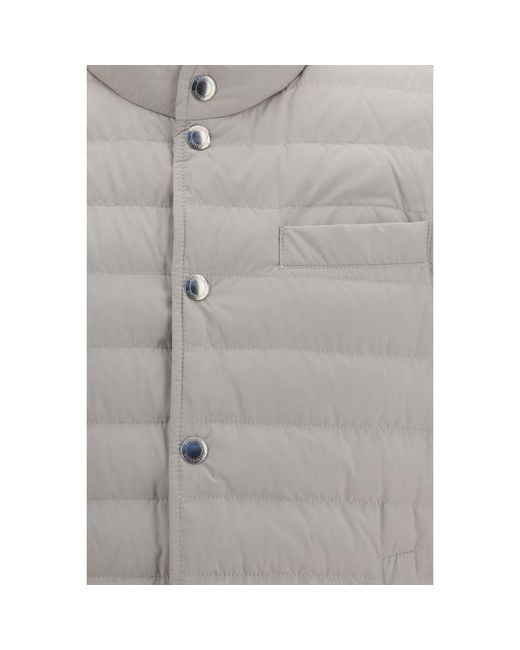Brunello Cucinelli Gray White Polyester Sleeveless Jacket for men