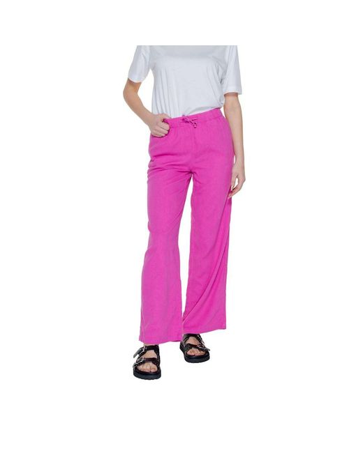 ONLY Pink Linen Jeans & Pant