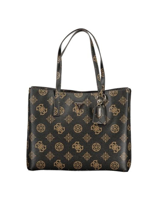 Guess Black Brown Polyethylene Handbag