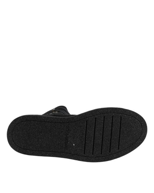 Dolce & Gabbana Black Alpaca Wool Suede Mid Calf Boots Shoes for men