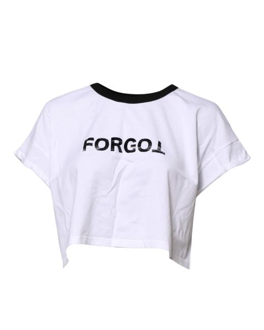 Dolce & Gabbana Blue White Graphic Print Crew Neck Cropped T for men
