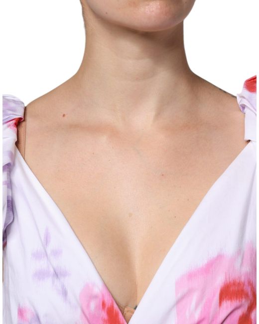Philosophy Pink White Floral Cotton Maxi Dress