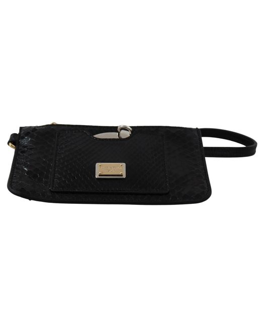 Dolce & Gabbana Black Leather Coin Purse Wristlet Mirror Agnese Wallet
