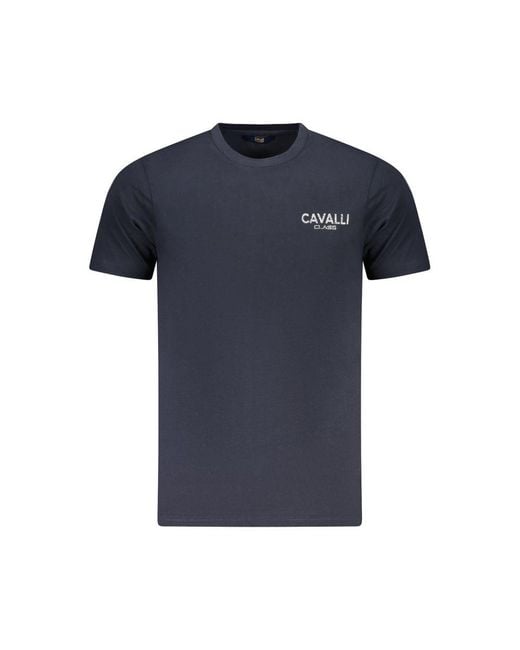 Roberto Cavalli Blue Embroidered Tee for men