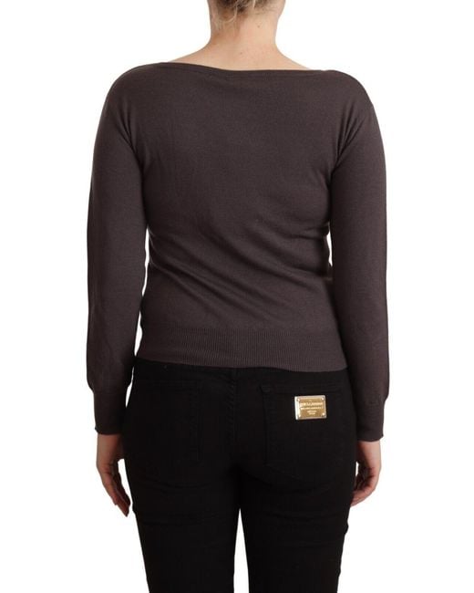 John Galliano Black Brown Wool Sequined Long Sleeves Pullover Sweater