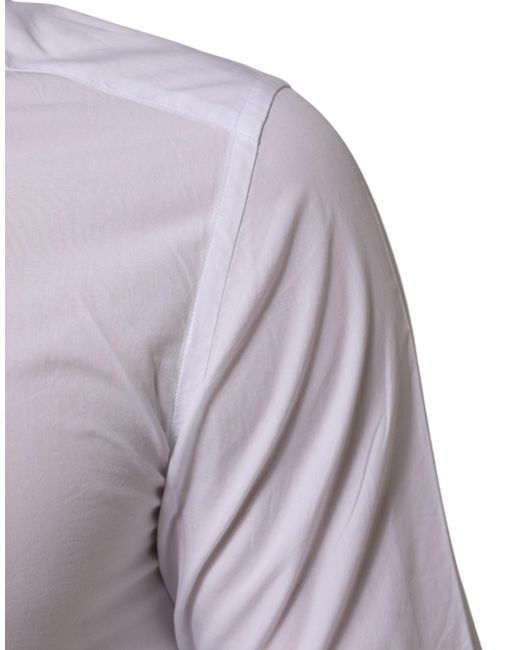 Dolce & Gabbana Purple White Cotton Gold Formal Men Longsleeves Shirt for men