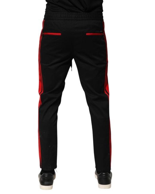 Dolce & Gabbana Black Track Pants Side Stripe for men