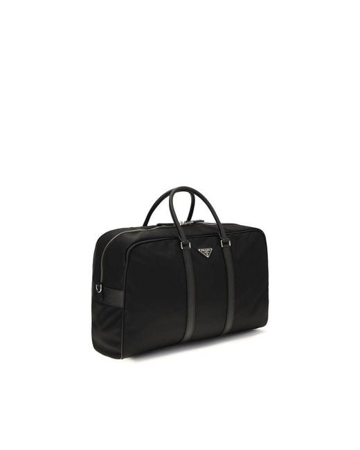 Prada Black Recycled Polyamide Luggage And Travel Bag for men