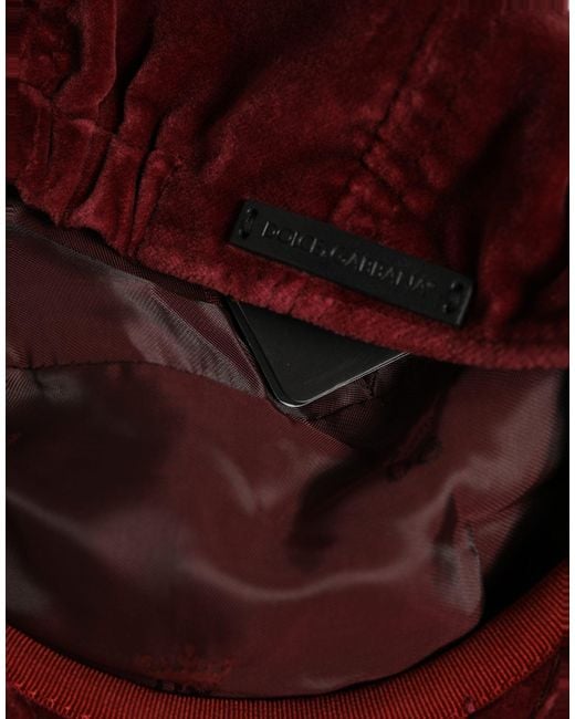 Dolce & Gabbana Purple Men Dark Red Cotton Newsboy Capello Cabbie Hat for men