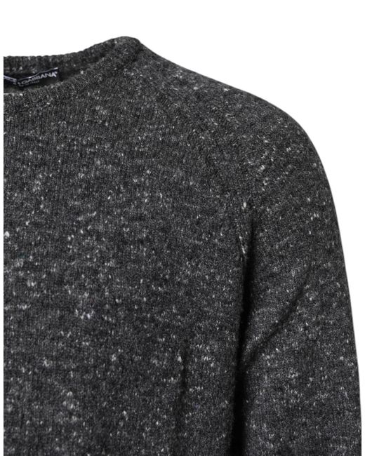 Dolce & Gabbana Gray Wool Knitted Round Neck Pullover Sweater for men