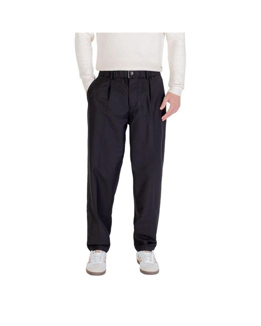 Gianni Lupo Blue Black Cotton Casual Pants for men