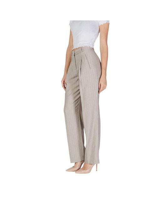 Vero Moda Gray Polyester Casual Pants