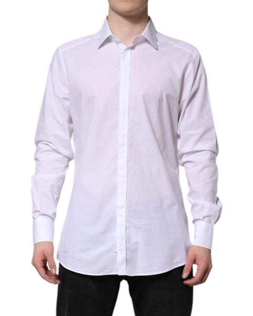 Dolce & Gabbana Purple Cotton Long Sleeves Formal Shirt for men