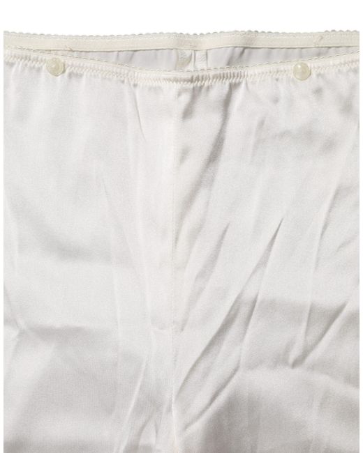 Dolce & Gabbana Gray Ivory Silk Tapered High Waist Pants