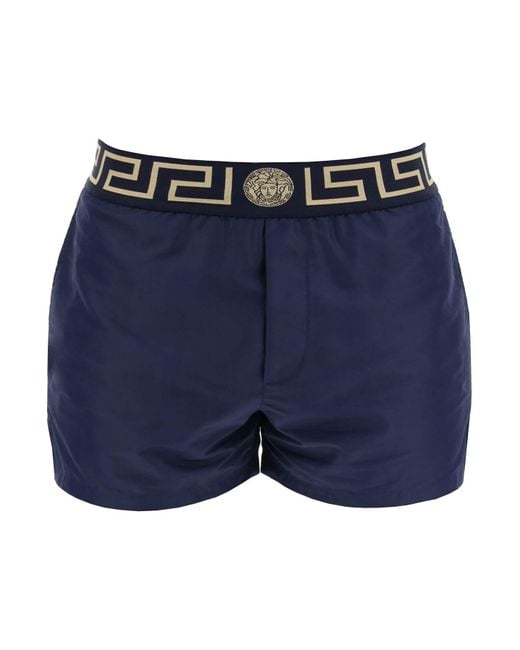 Versace Blue Greek Sea Bermuda Shorts For