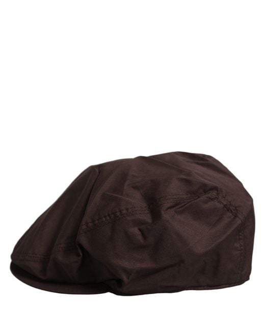 Dolce & Gabbana Black Men Brown Cotton Newsboy Capello Cabbie Hat for men