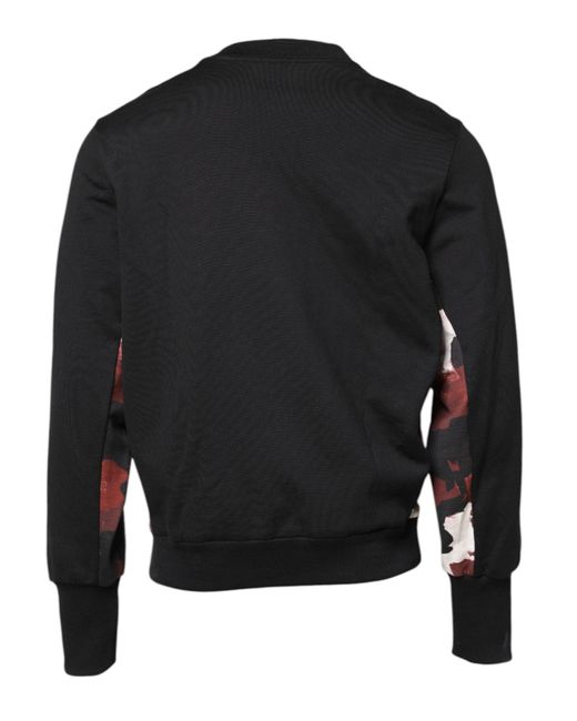 Dolce & Gabbana Black Embroidered Crew Neck Pullover Sweater for men