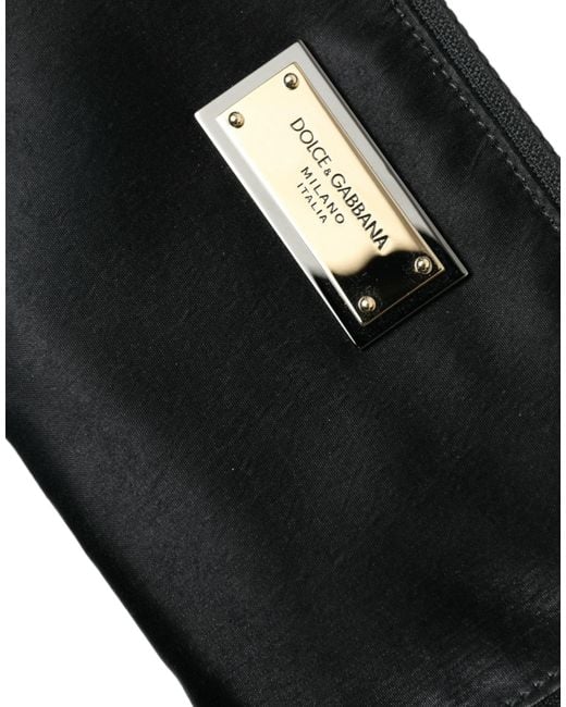 Dolce & Gabbana Black Elite Nylon & Leather Pouch With Logo Detail