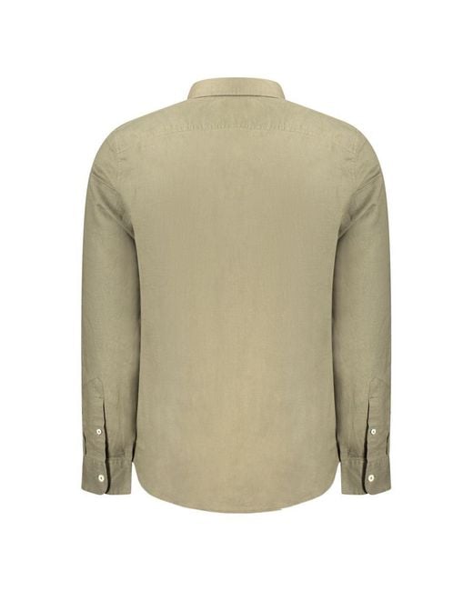Timberland Green Long Sleeve Linen Shirt Relaxed Fit for men
