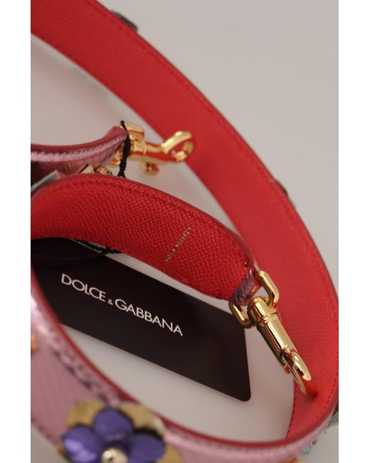 Dolce & Gabbana Red Elegant Metallic Leather Shoulder Strap