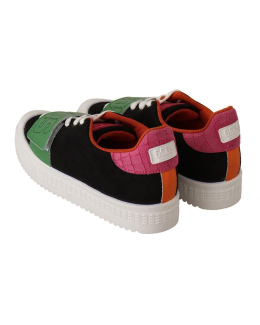 Gcds Green Stylish Low Top Lace-Up Sneakers