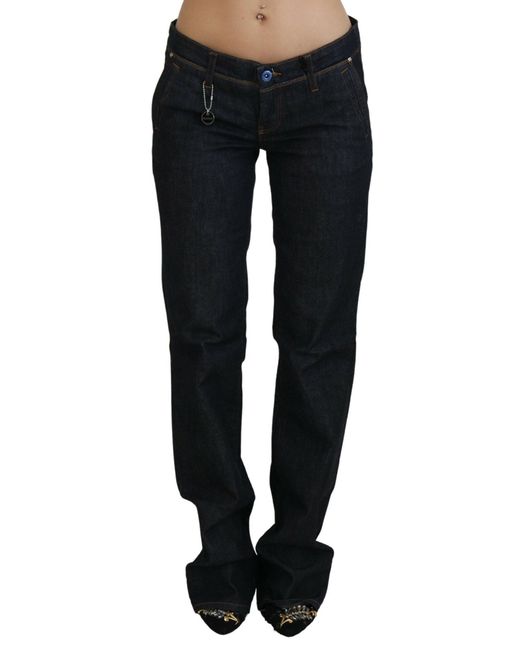CoSTUME NATIONAL Black Blue Low Waist Straight Denim Pants Jeans