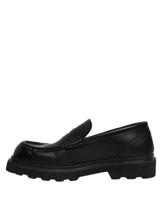 Dolce & Gabbana Black Calfskin Leather Men Dress Loafer Shoes for men
